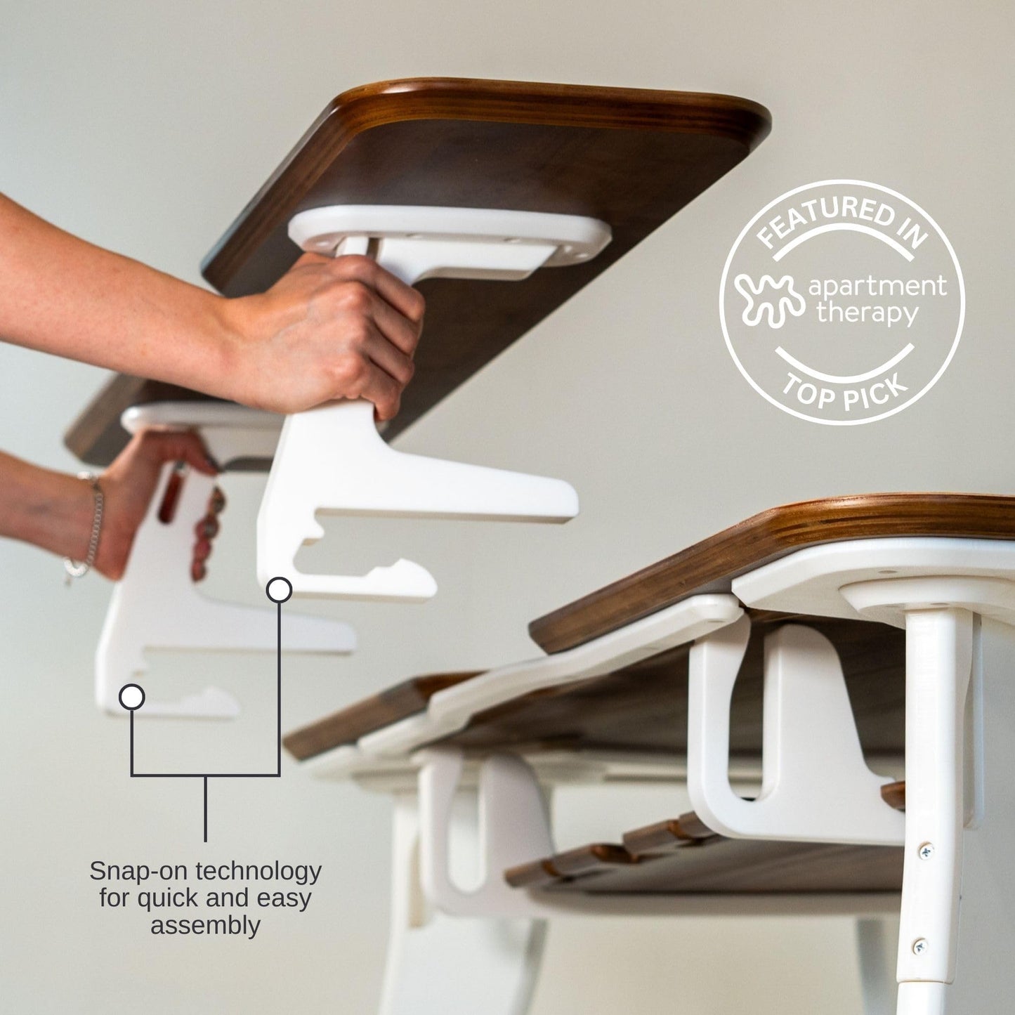 HOEK collapsible desk 47.5", foldable, durable laminate, tool-free setup, compact home office.