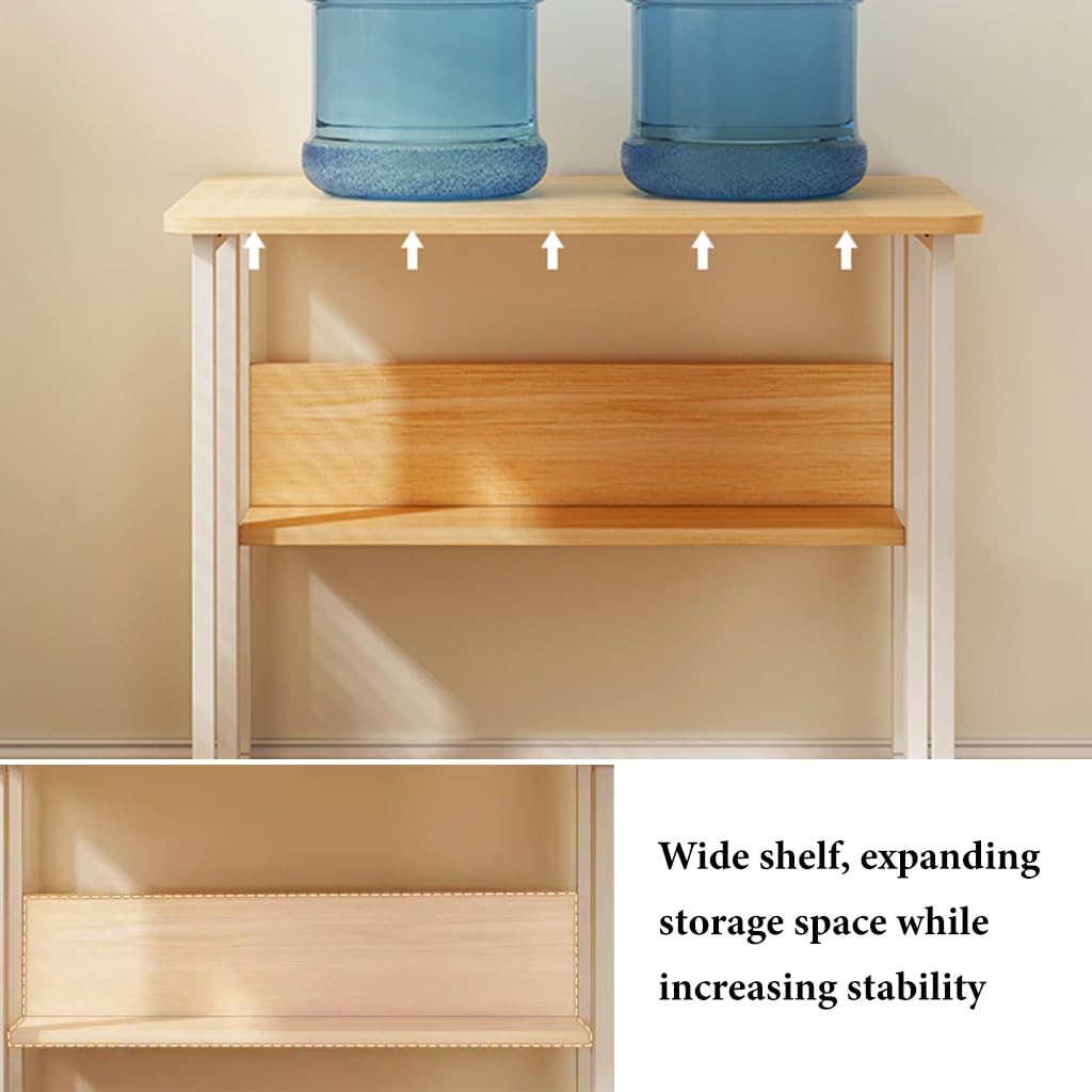 GIZNXBA folding desk with wheels, shelves, no assembly, compact home office table.