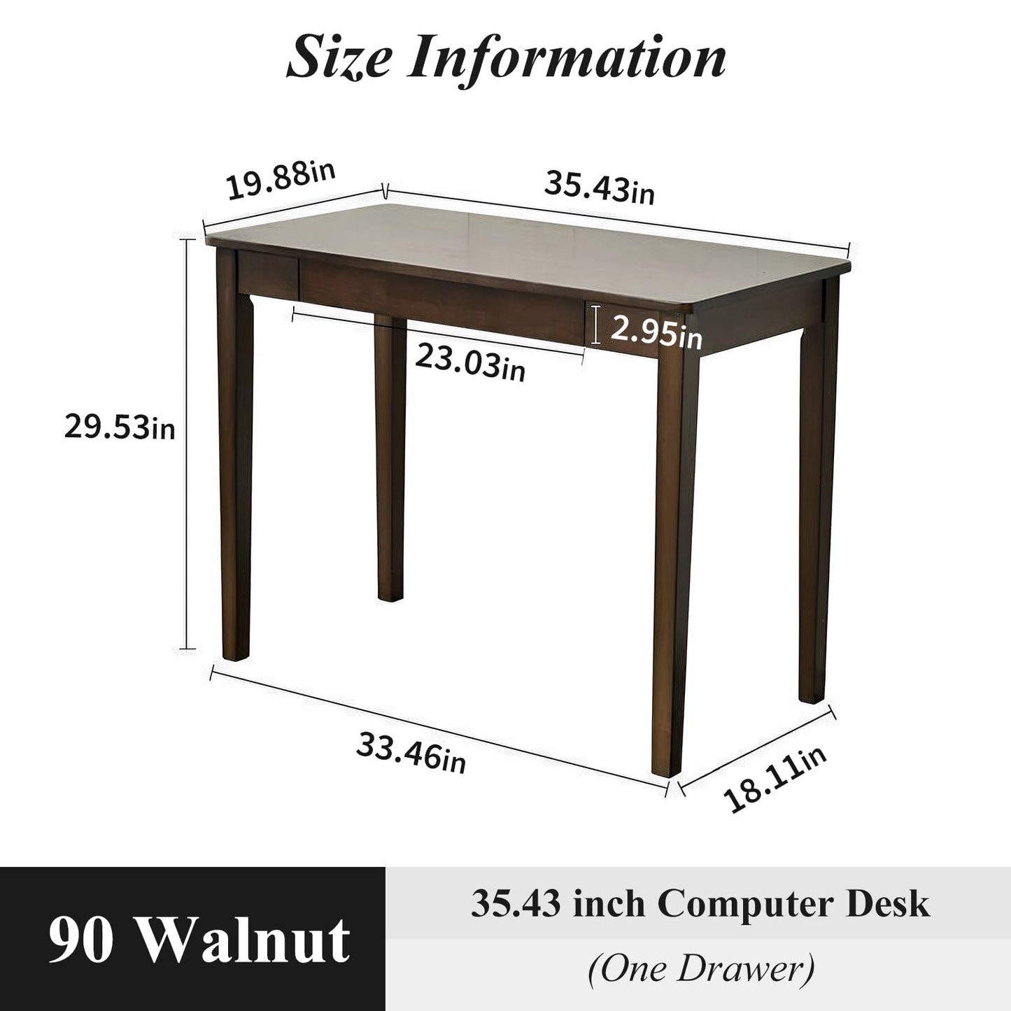 Cttasty solid wood desk with drawer, modern writing table, compact office desk.
