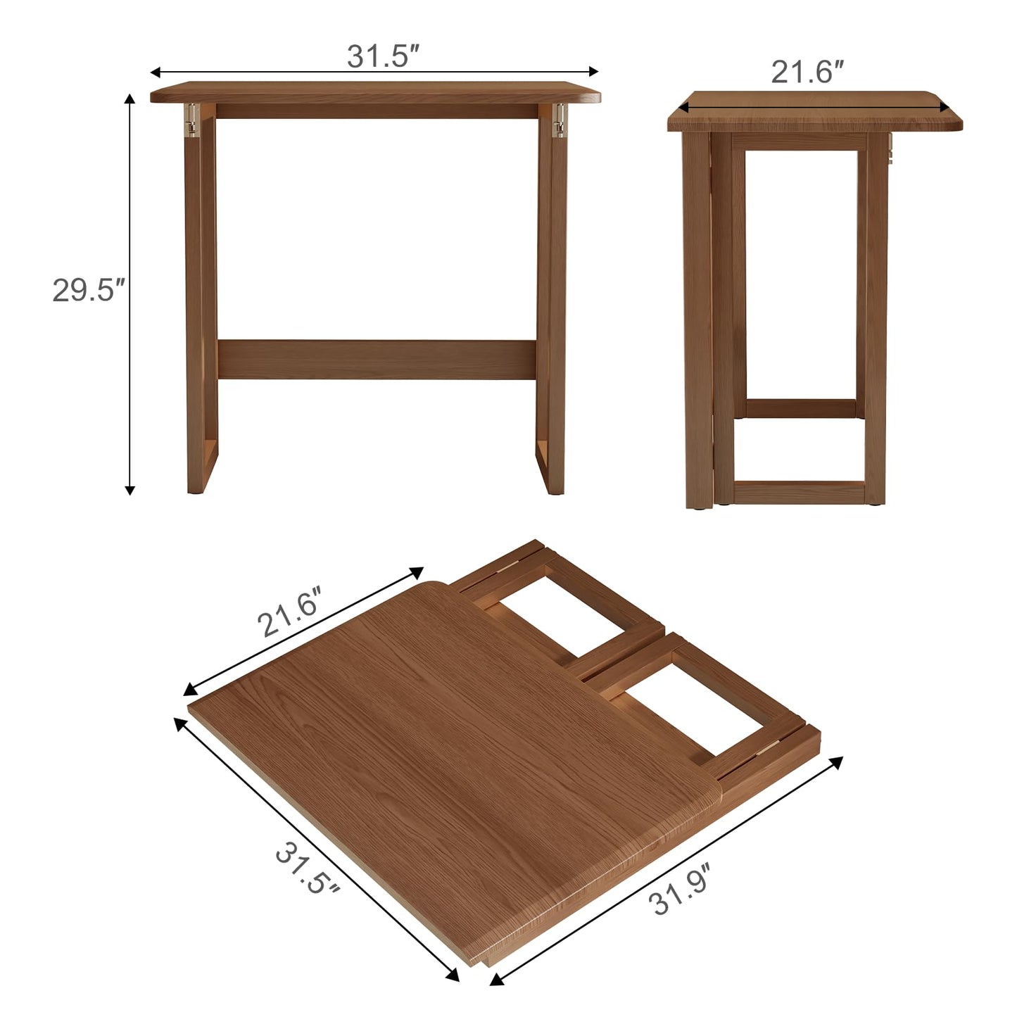 WoodsWhisper folding desk, solid wood, compact, no assembly, modern design.