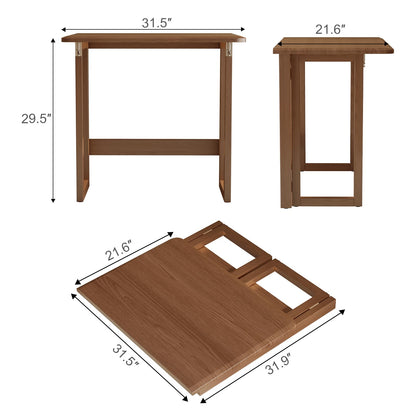 WoodsWhisper folding desk, solid wood, compact, no assembly, modern design.