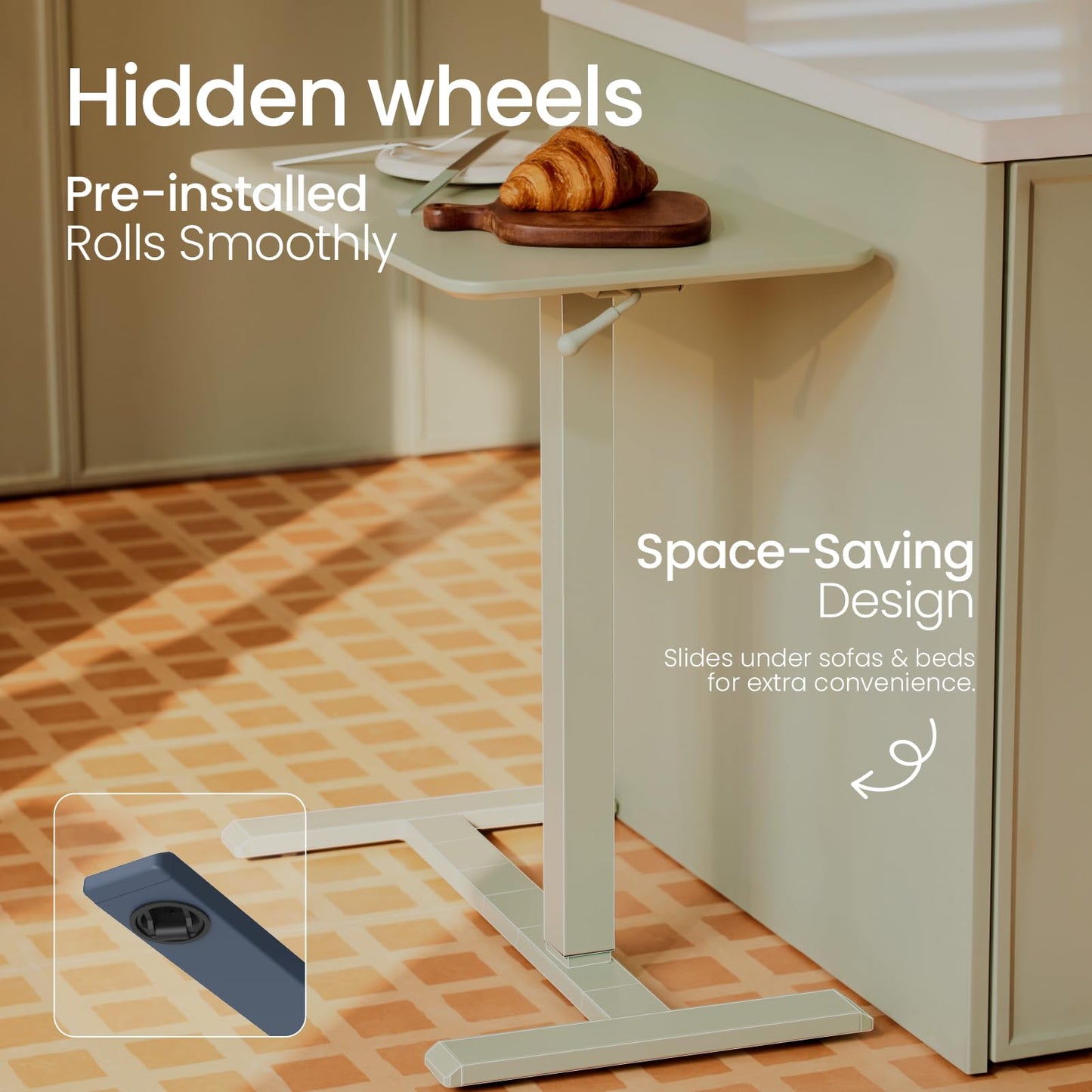 TopJob ANYDESK NEST mobile standing desk, portable, hidden wheels, multi-use table.