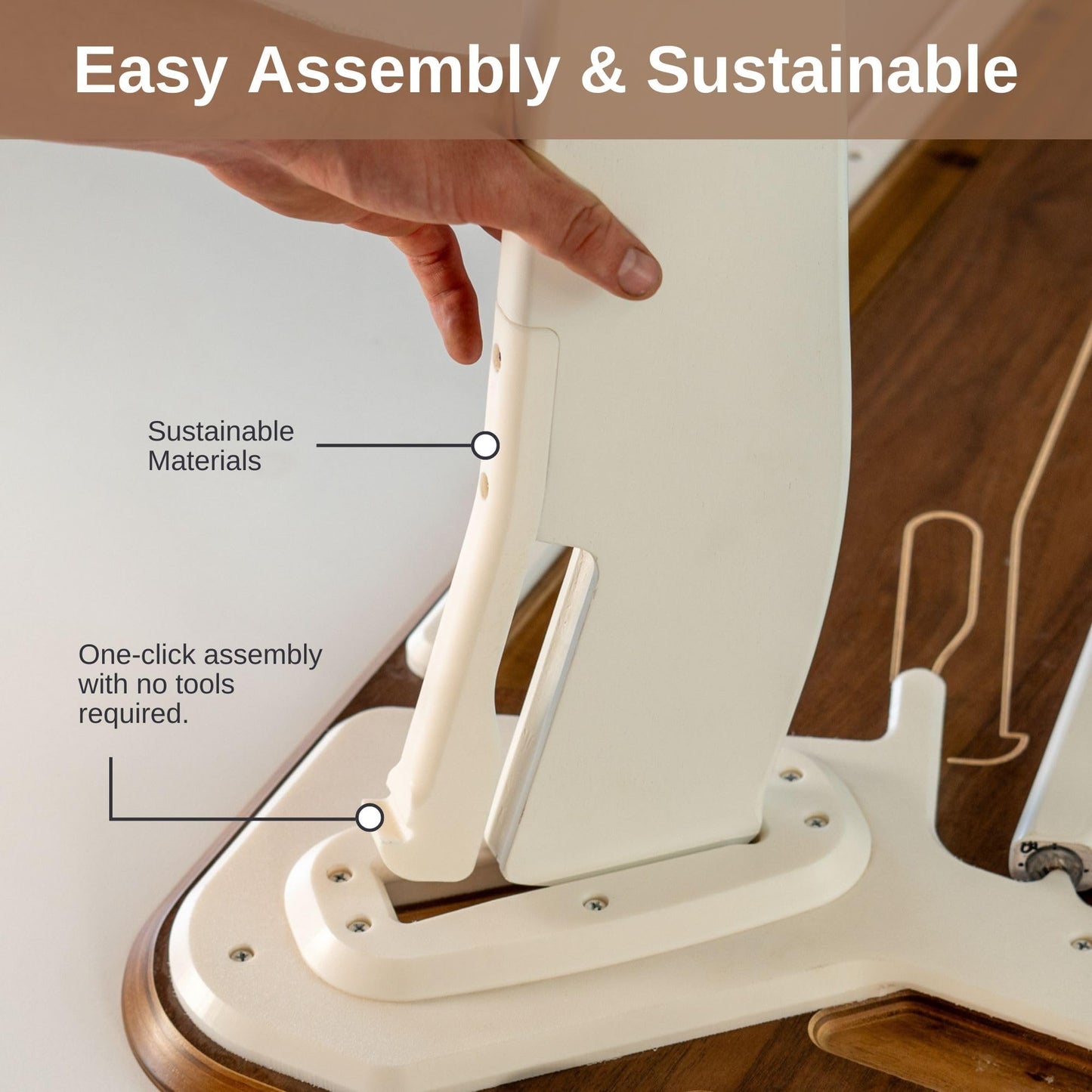 HOEK collapsible desk 47.5", foldable, durable laminate, tool-free setup, compact home office.