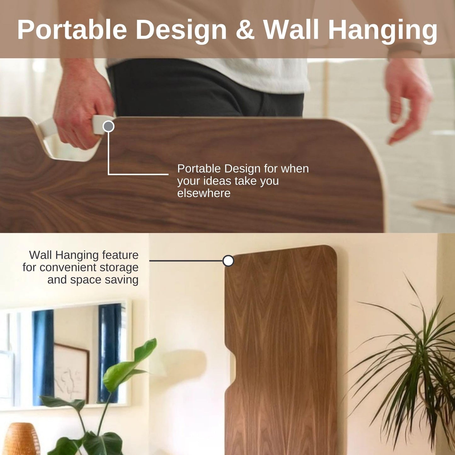 HOEK collapsible desk 47.5", foldable, durable laminate, tool-free setup, compact home office.