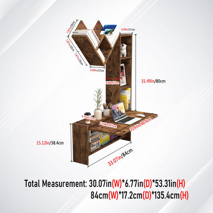 TuckTect foldable wall desk with cabinets, floating workstation with storage shelves.