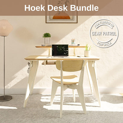 HOEK collapsible desk 47.5", foldable, durable laminate, tool-free setup, compact home office.