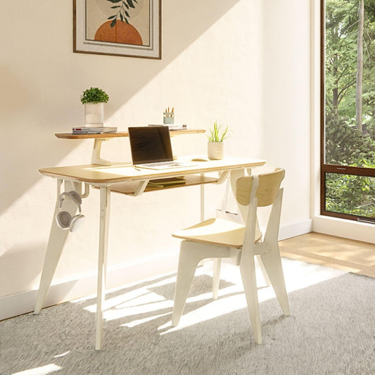 HOEK collapsible desk 47.5", foldable, durable laminate, tool-free setup, compact home office.