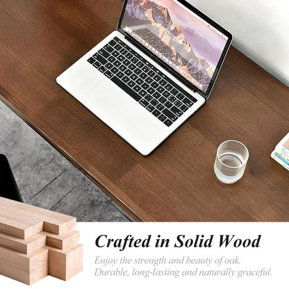 Cttasty solid wood desk with drawer, modern writing table, compact office desk.