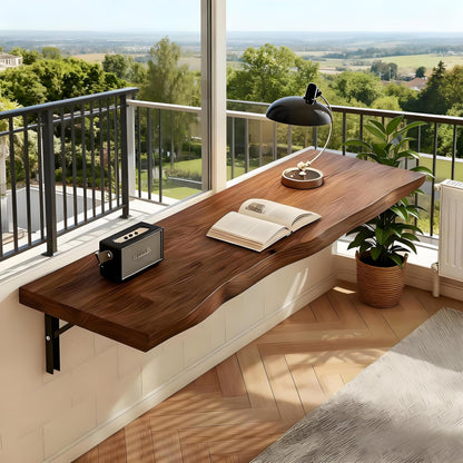 BDKNBHG wall-mounted folding desk 47.2", rustic wood, heavy-duty, space-saving.