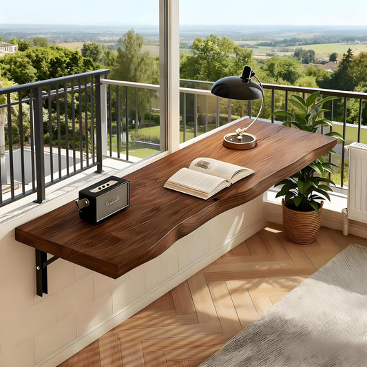 BDKNBHG wall-mounted folding desk 47.2", rustic wood, heavy-duty, space-saving.